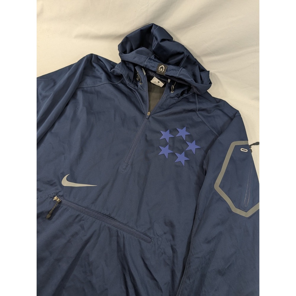 Nike 5 Star Field General Fly Rush Jacket Blue 1/2 Zip Tech Hood Waterproof XL